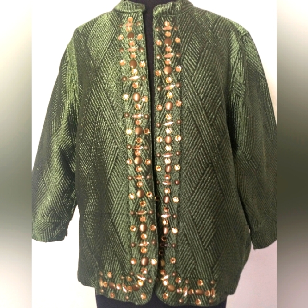 Green & Gold Dinner Jacket - "Choices" - XL - Made in India